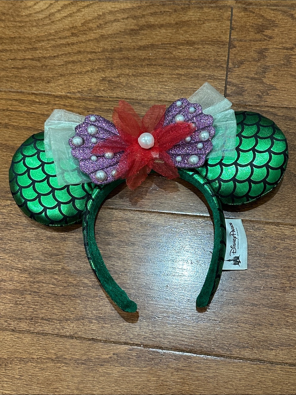 Disney Ariel Little Mermaid Minnie Ears with Purple & Red Bow —please read!
